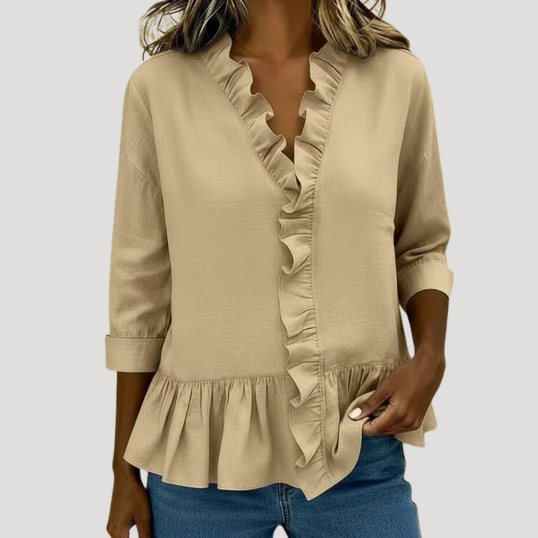 Women's Long Sleeve Ruffled Blouse Bohemian
