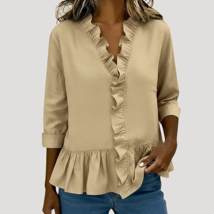 Women's Long Sleeve Ruffled Blouse Bohemian