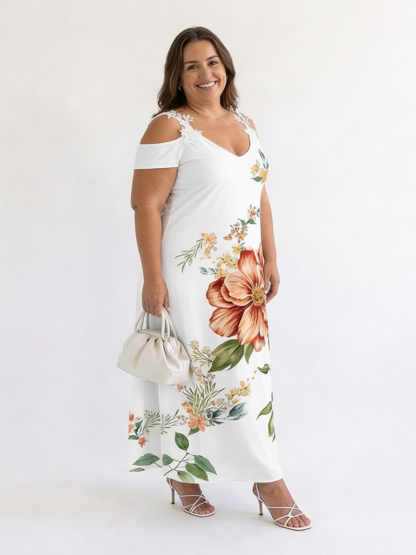 Camila Floral Off-Shoulder A-Line Midi Dress - Elena Harper