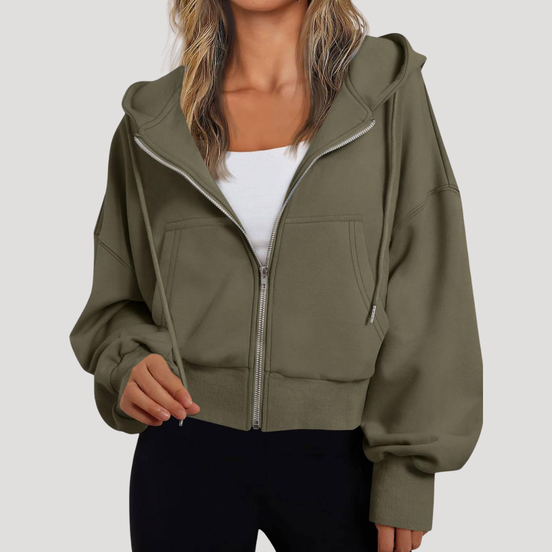 Women's Casual Hoodie Jacket with Balloon Sleeves