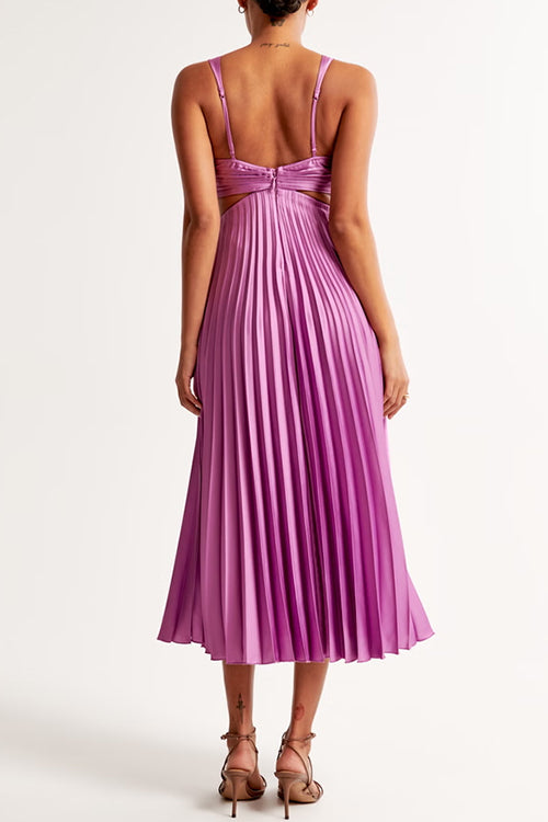EVA Elegant Cut-Out Waist Sleeveless Pleated Maxi Dress - Elena Harper