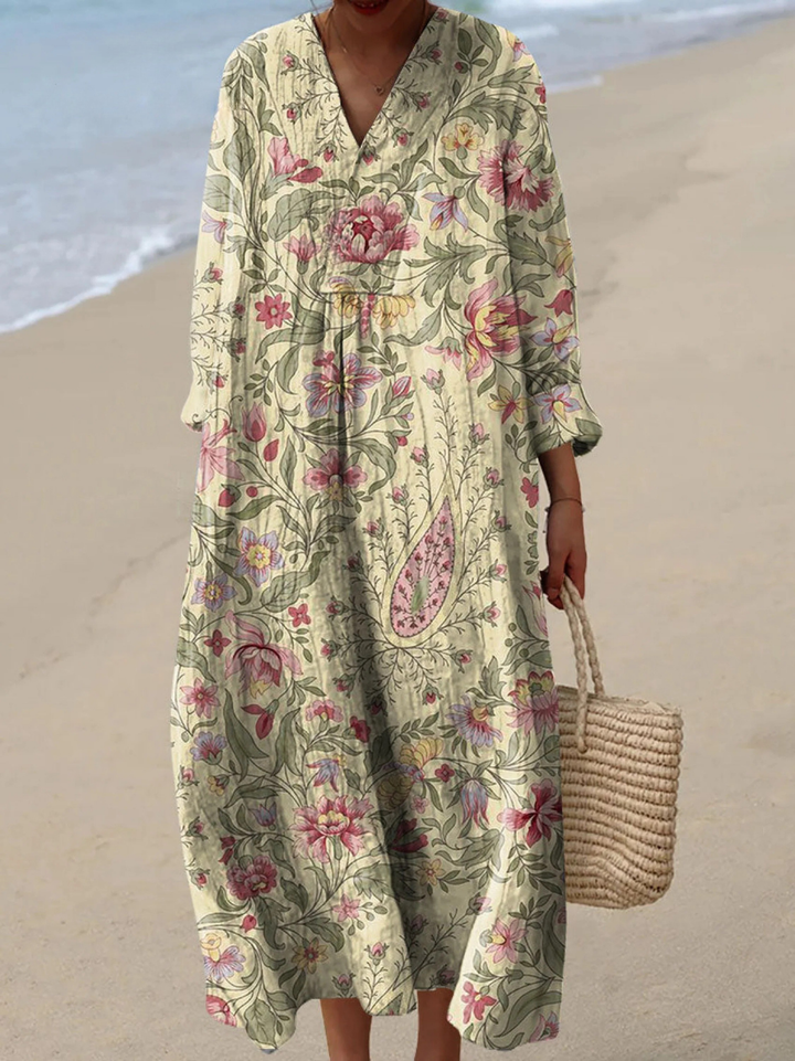 Vintage Lovely Floral Art Print Dress, view 5 - Elena Harper