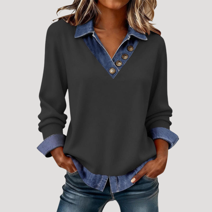 Women's Long Sleeve V-Neck Blouse
