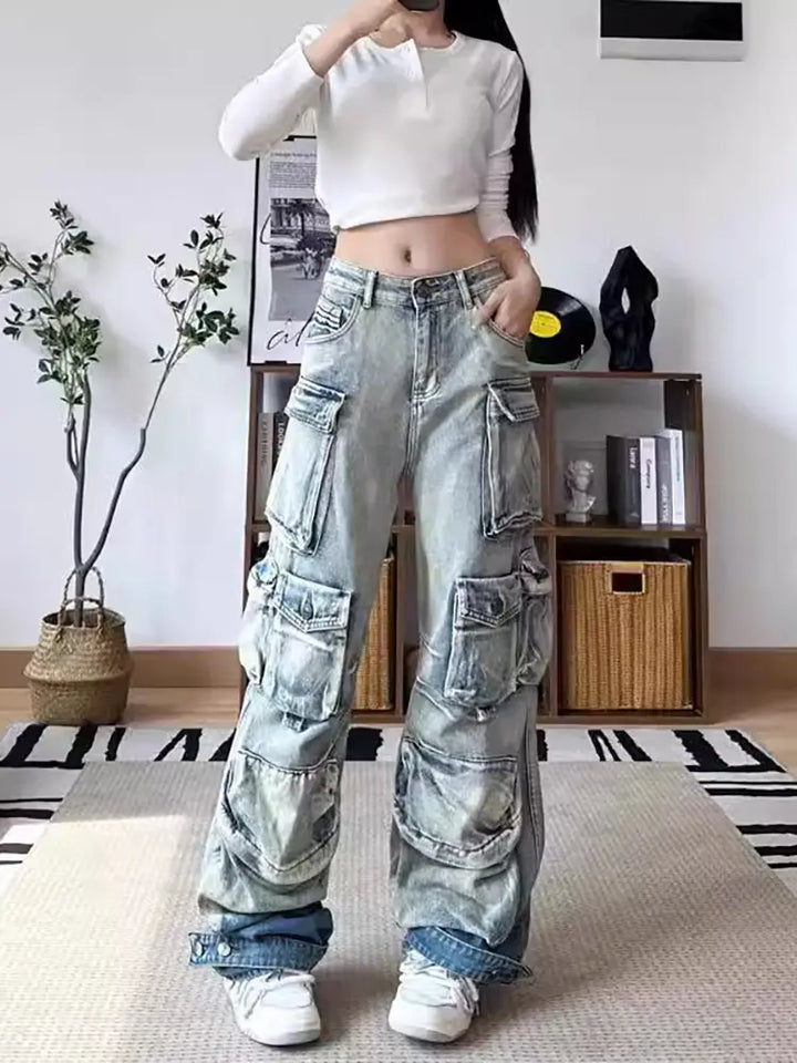 Gradient Cargo Paratrooper Jeans, view 2 - Elena Harper