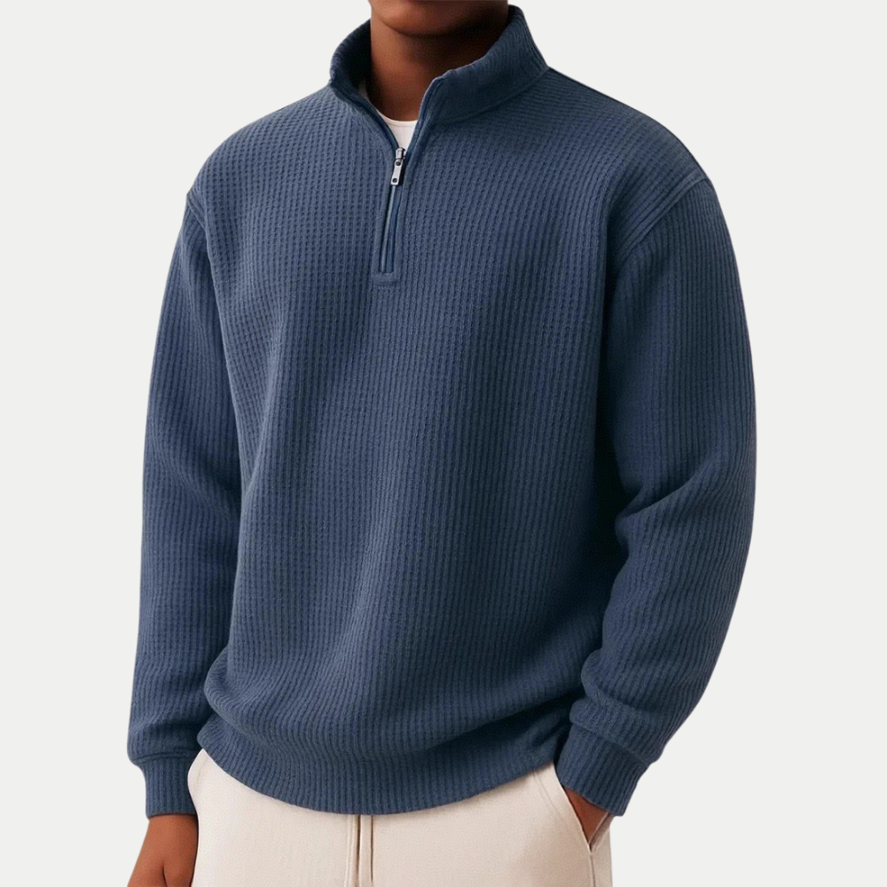 LAURENT MONACO | CREW NECK SWEATER WITH ZIPPER FOR MEN