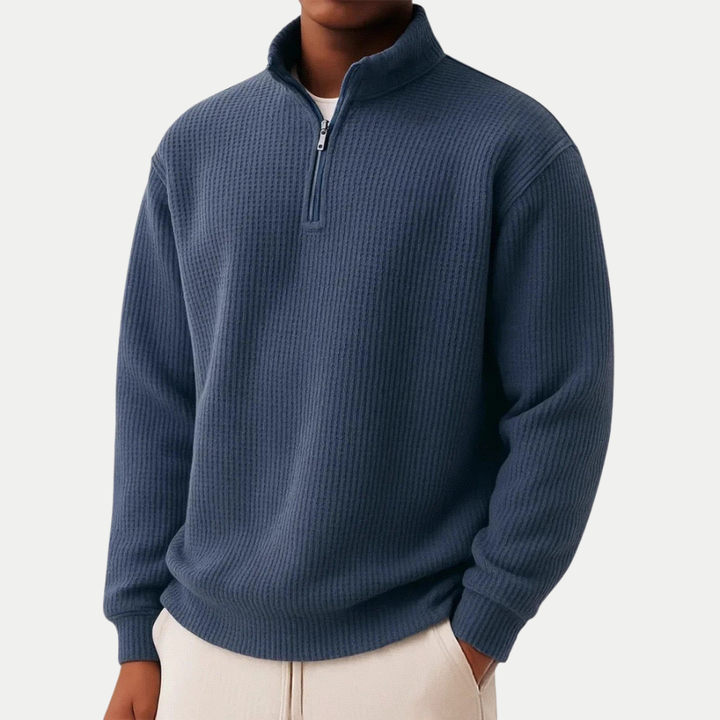 LAURENT MONACO | CREW NECK SWEATER WITH ZIPPER FOR MEN