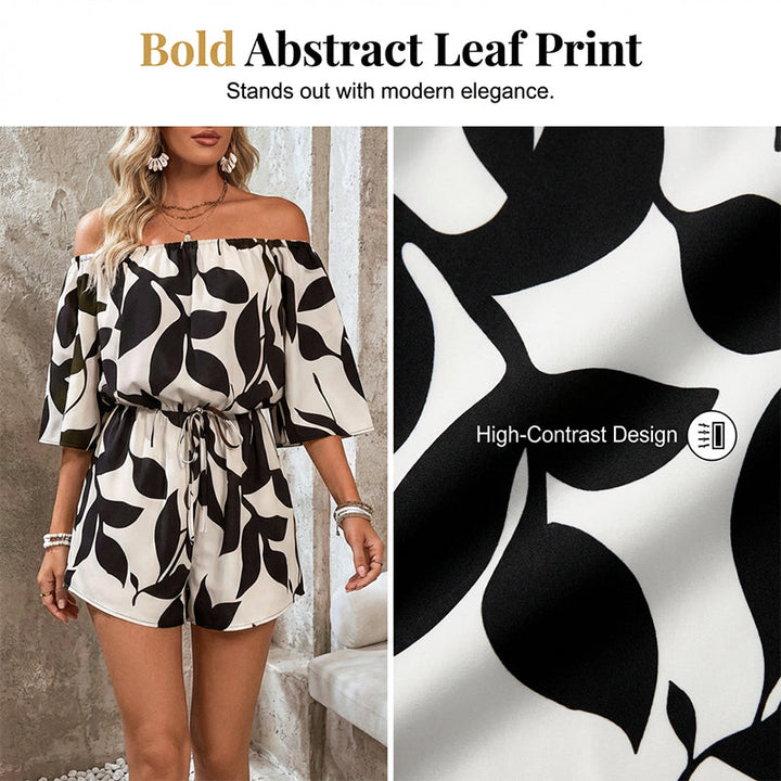 Women's Off-Shoulder Short Jumpsuit with Adjustable Waist