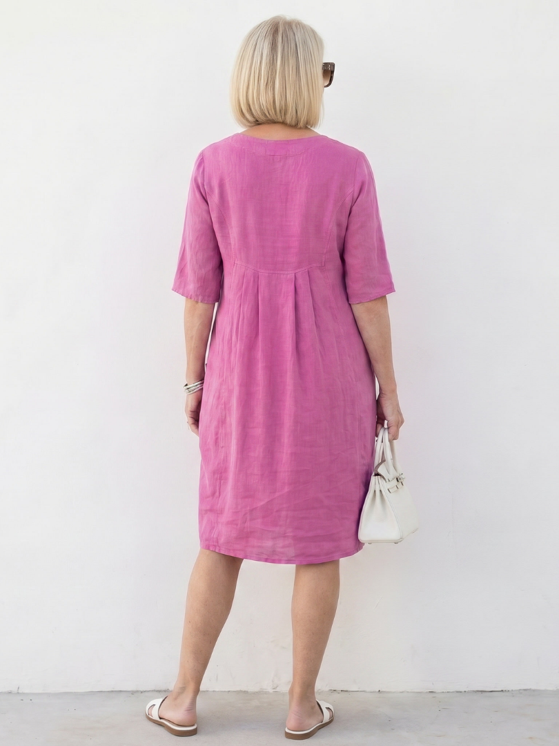 Eska Gathered Front Half Sleeve Knee Length Dress - Elena Harper