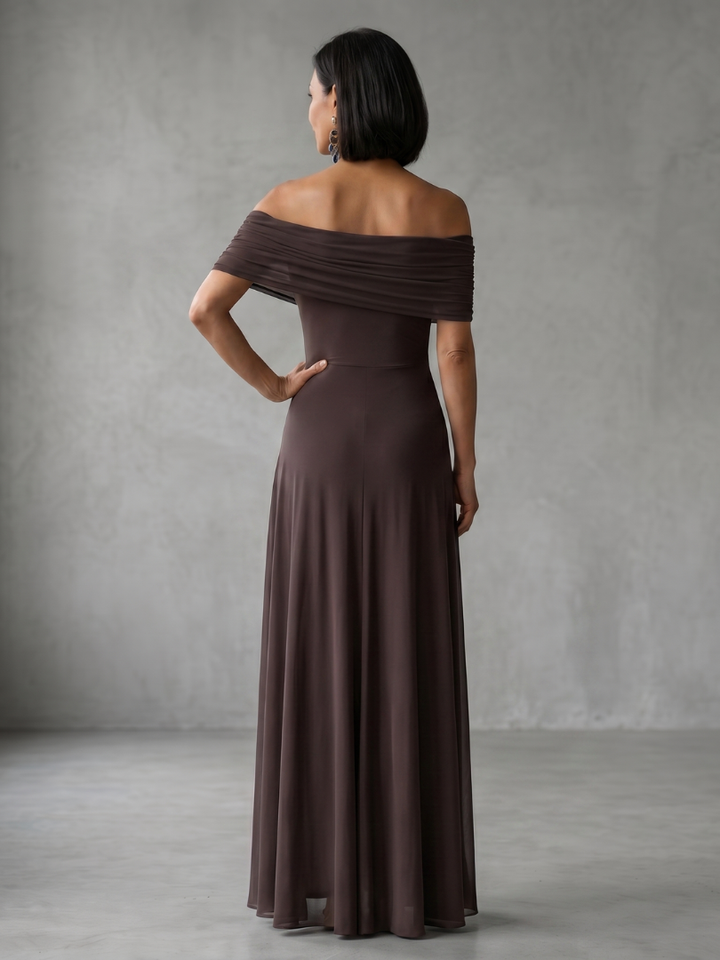 Women's Elegant Off Shoulder Draped Midi Dress