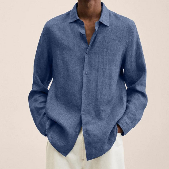 Men's Long-Sleeve Button-Up Shirt - Versatile & Stylish