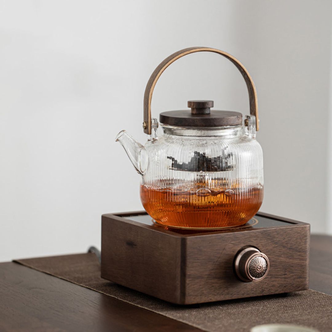 Electric Walnut Tea Warmer with Adjustable Temperature