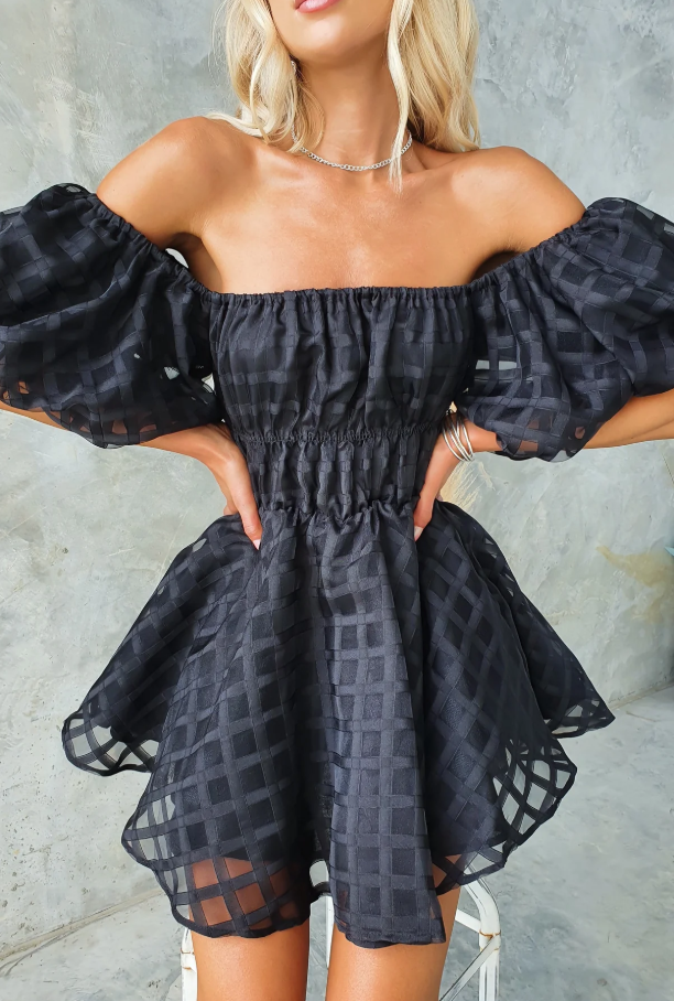 Women's Elegant Puff Sleeve Mini Dress - Perfect for Any Event