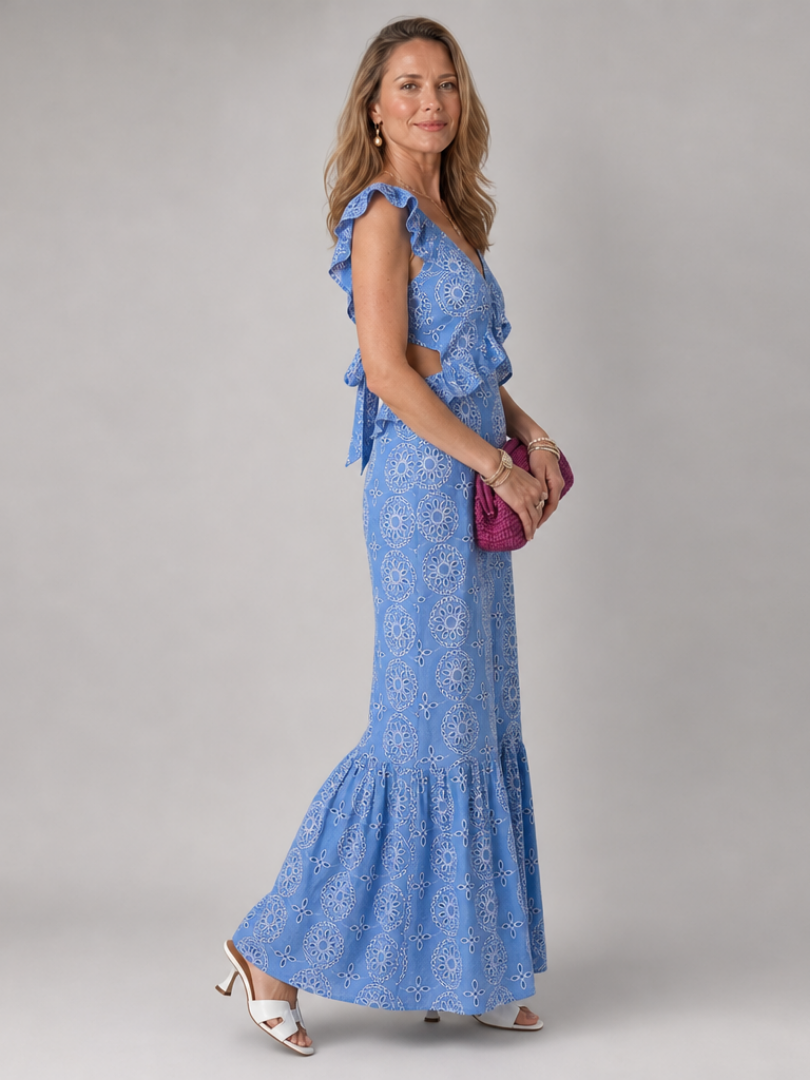 Alure Sleeveless Ruffle Detail Midi Dress - Elena Harper
