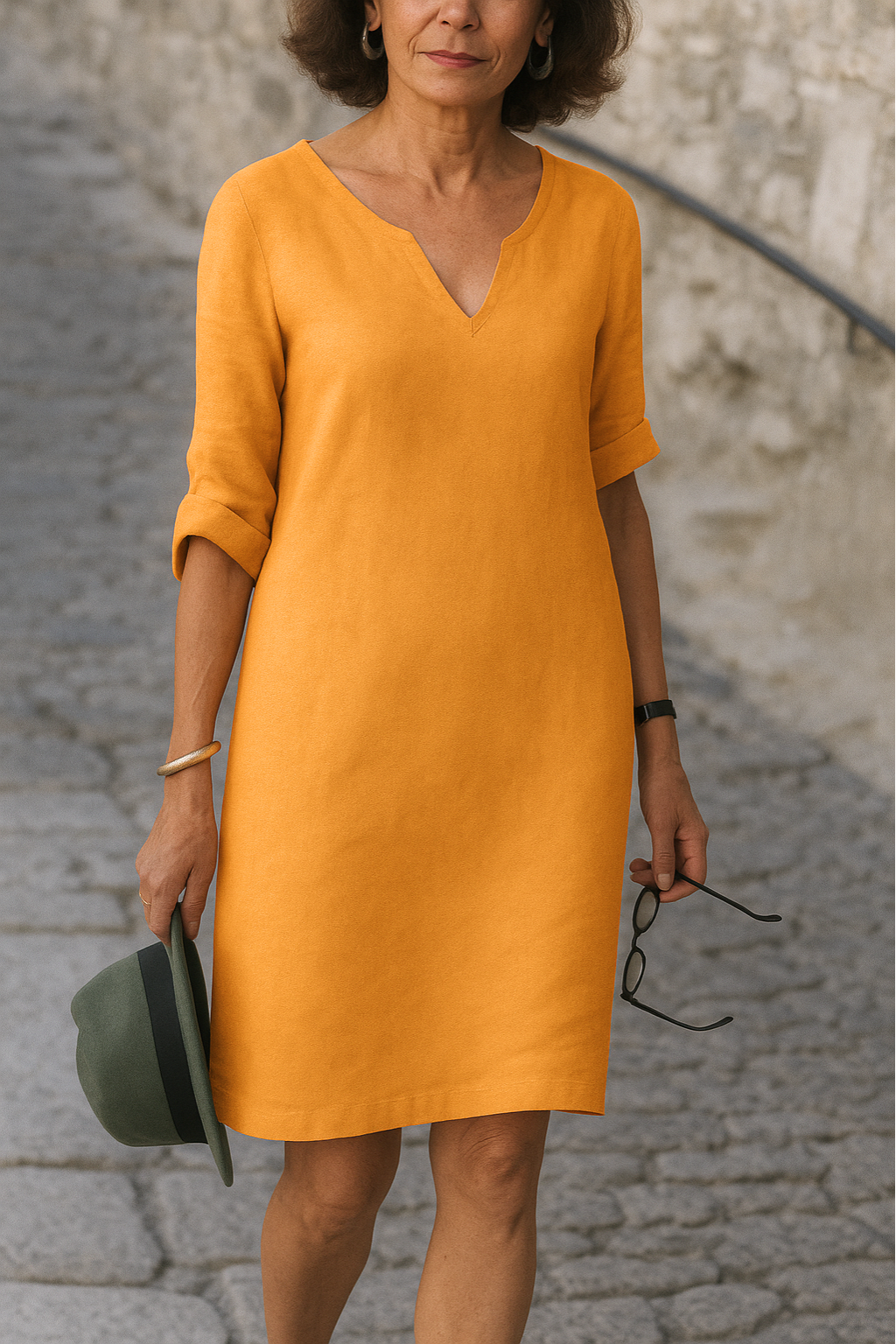 Elvy Sleek V-Neck Dress - Elena Harper