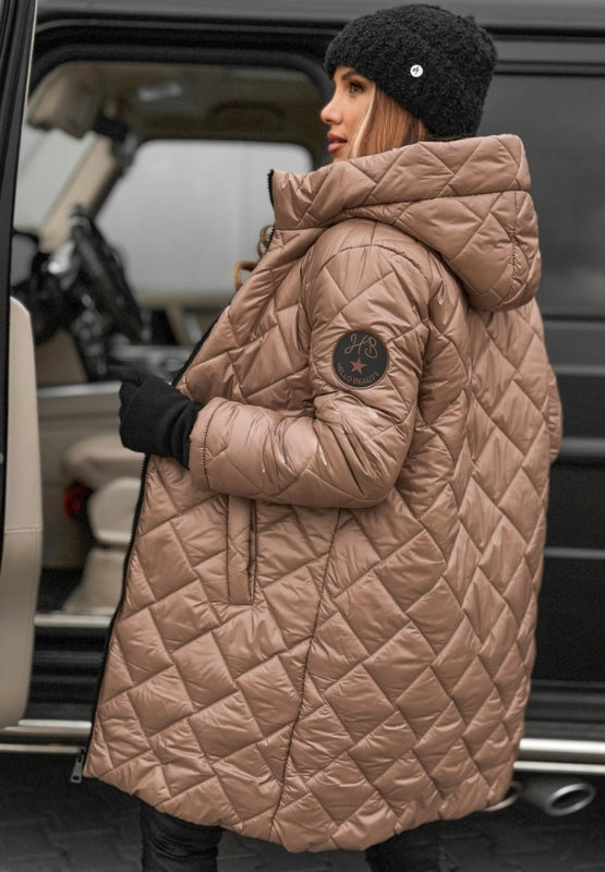 Women's Diamond Quilted Jacket with Hood – Stylish & Comfortable