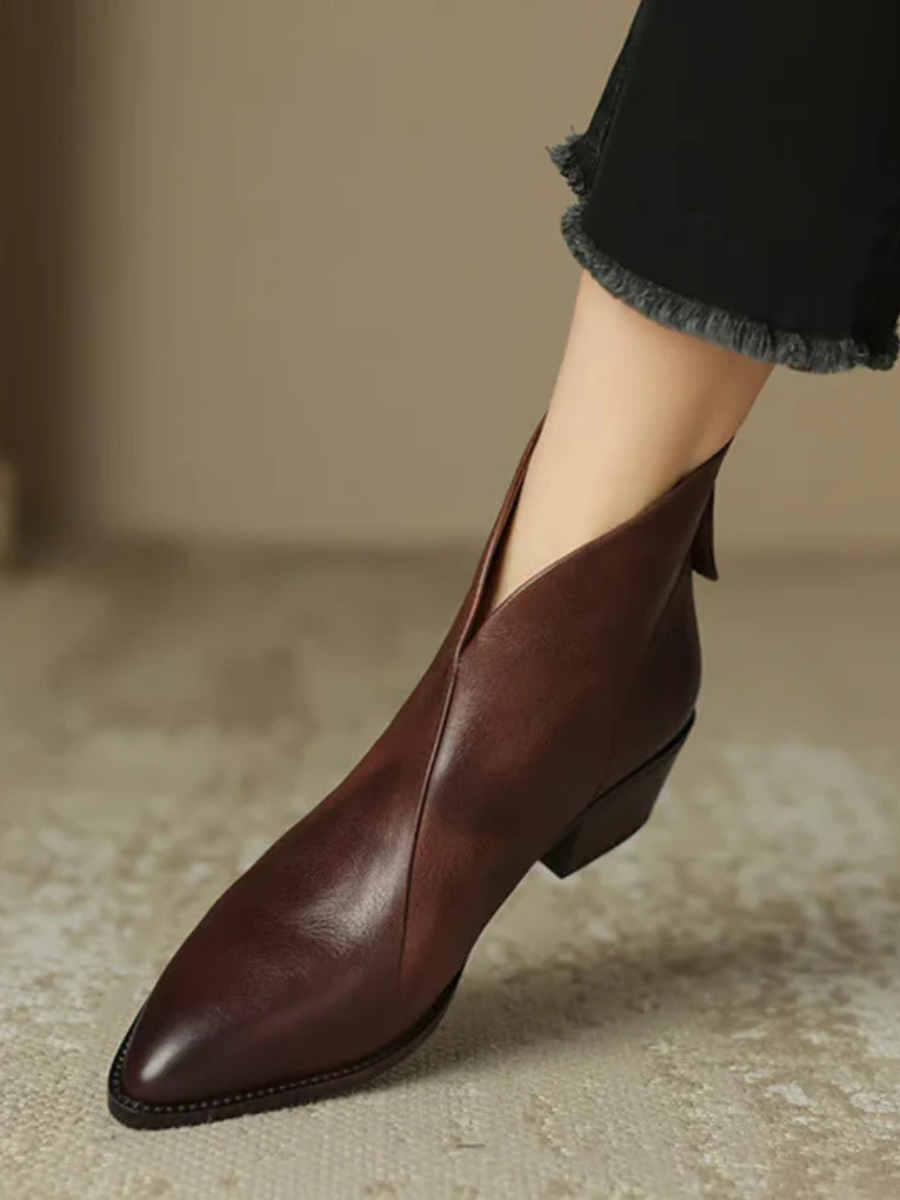 Camille Low Heel Ankle Boots - Elena Harper