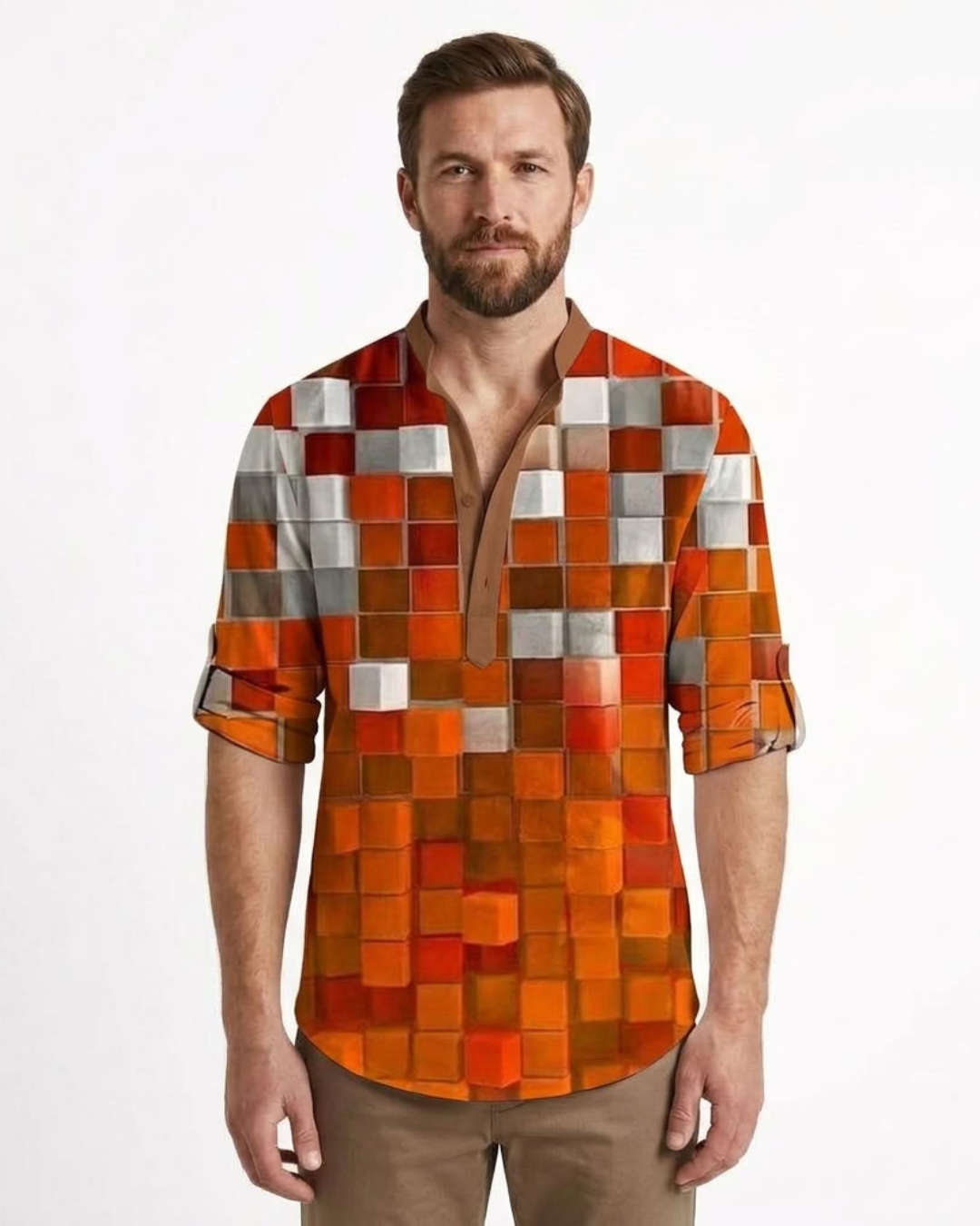 Textured 3D Print Polo Shirt For Men