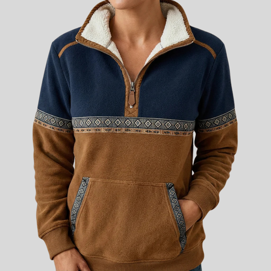 Alvette | Women's Half-Zip Pullover with Sherpa-Lined Collar