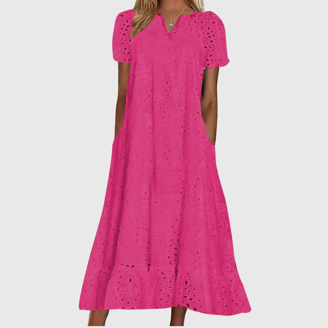 April Elegant and Flowing Midi Dress - Elena Harper