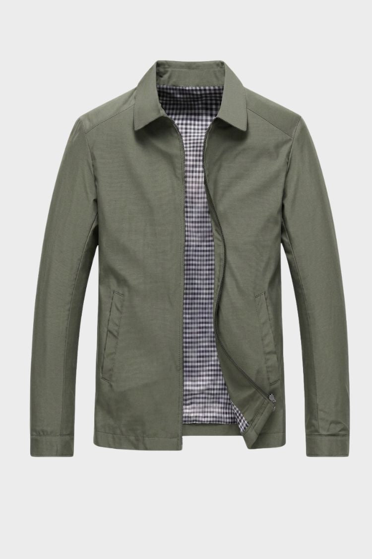 Men's Harrington Jacket | Lapel Collar & Zipper