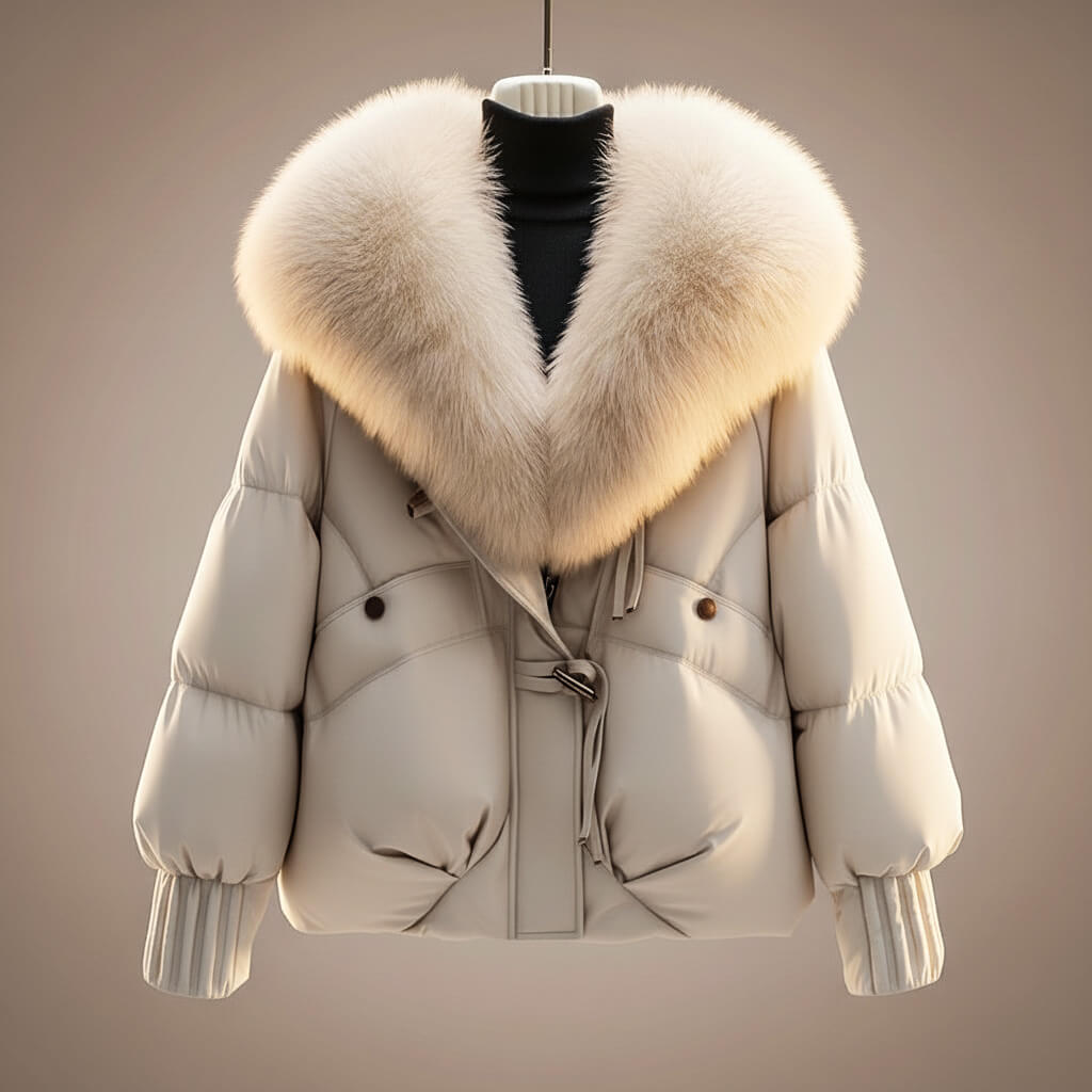 Emmeline Winter Coat with Plush Statement Collar for Women - Elena Harper