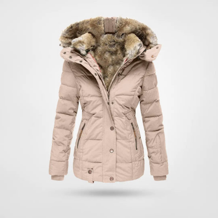 Karine - Elegant Puffer Jacket with Faux Fur Hood