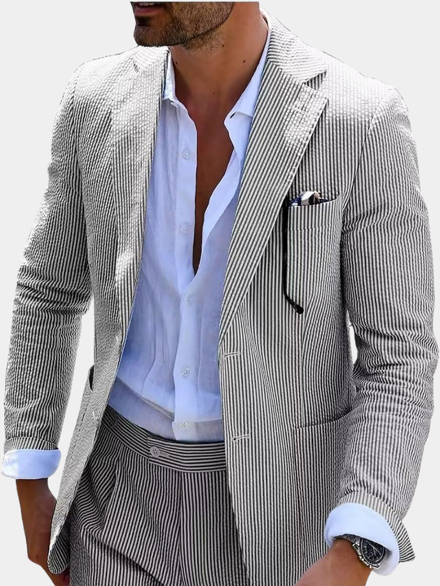Striped Summer Suit (pants + Jacket) - Elena Harper