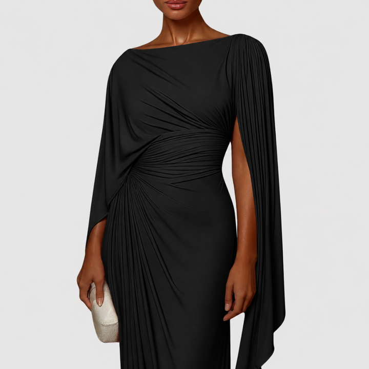 Women's Pleated Drape Maxi Dress for Elegant Occasions