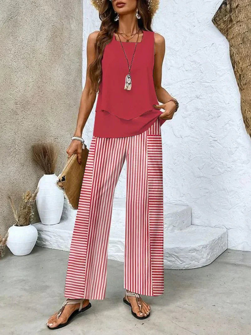 Samborska Summer Top Without Sleeves and Wide Leg Pants, view 5 - Elena Harper