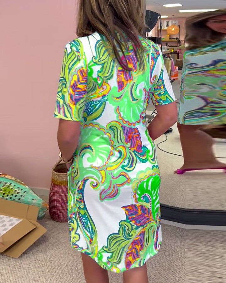 Slim Fit Printed Dress - Elena Harper