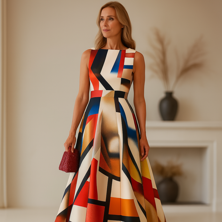 Ashlynn Chic O-Neck Pleated Sleeveless Evening Dress - Elena Harper