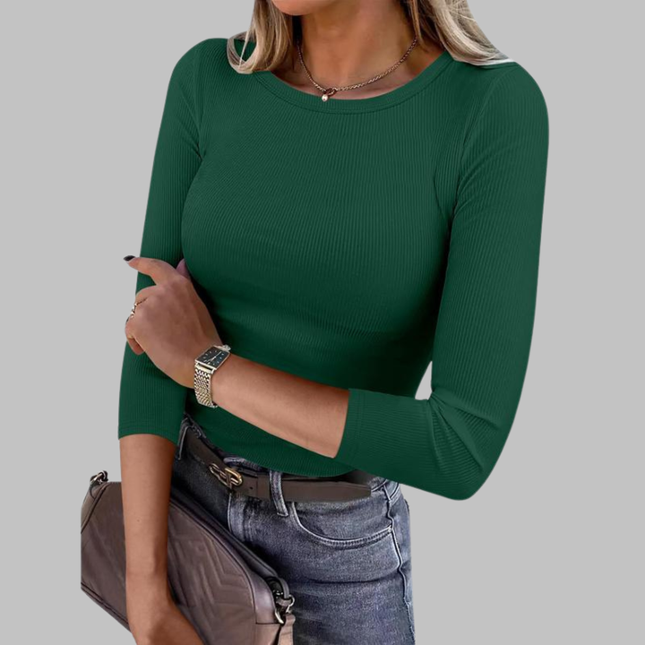 Davina Crewneck Slim Fit Top with Flattering Line for Women - Elena Harper