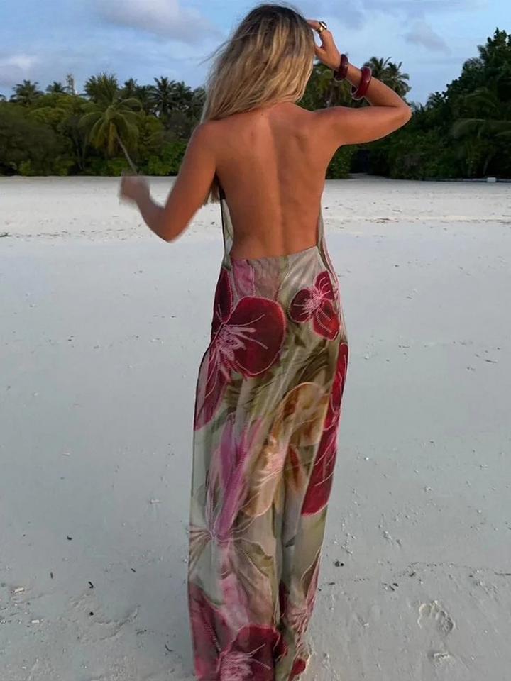 Isla | Backless Chiffon Maxi Dress
