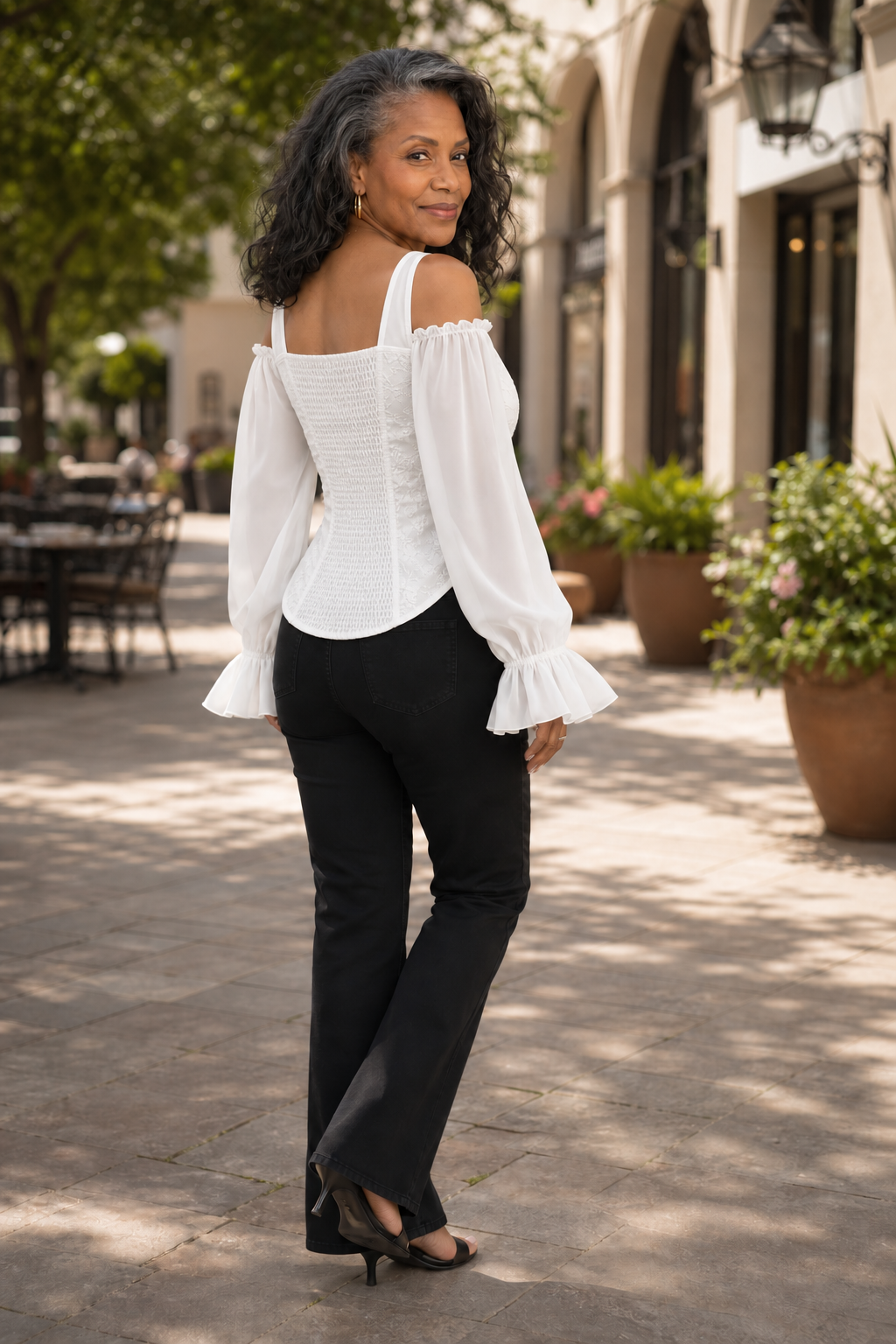 Corsetta Floral Off-Shoulder Corset-Look Top - Elena Harper