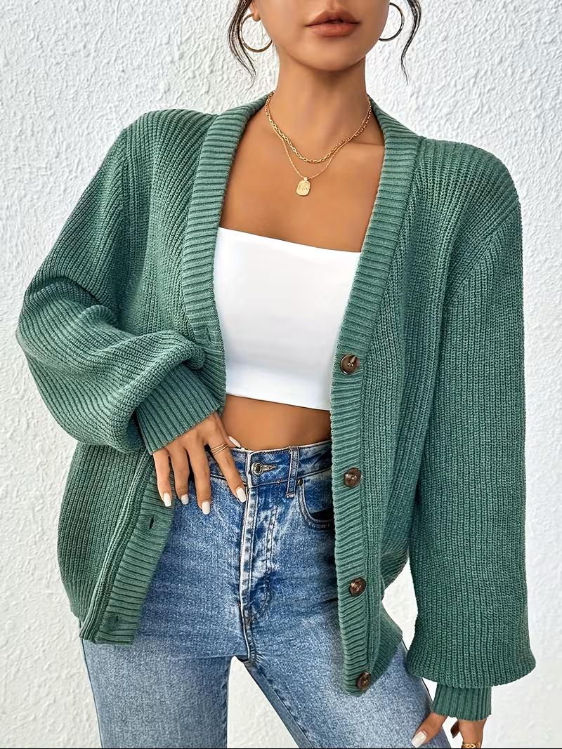Camille - Elegant Oversized Buttoned Cardigan