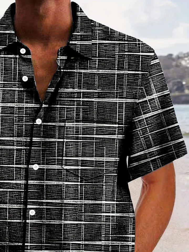 Haroyan Stylish Shirt with Checked Stripe Pattern, view 8 - Elena Harper