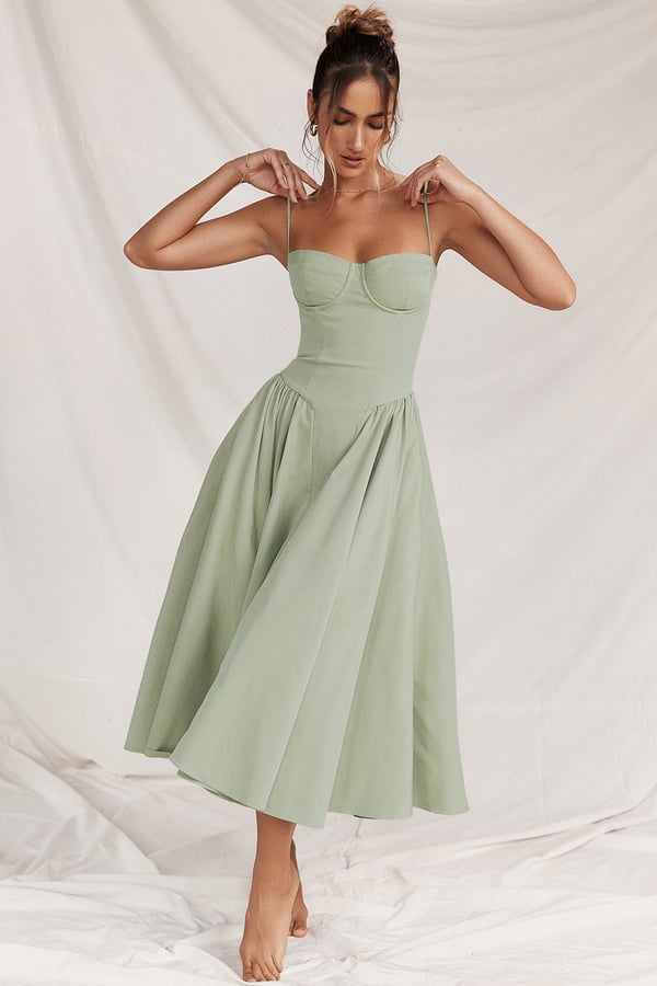 Women's Elegant Sleeveless Corset Midi Dress - Party & Gala Ready