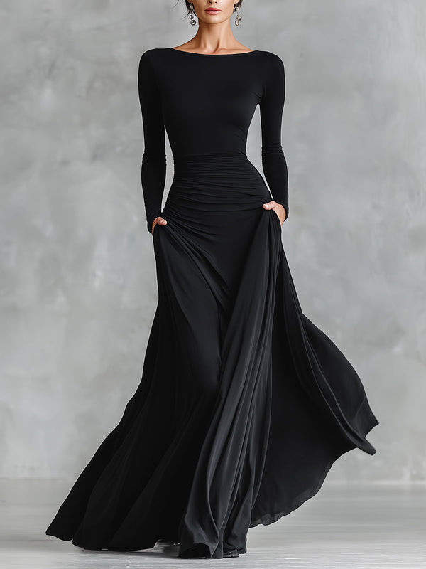 Hestia - Elegant Maxi Dress with Flowing Pleats