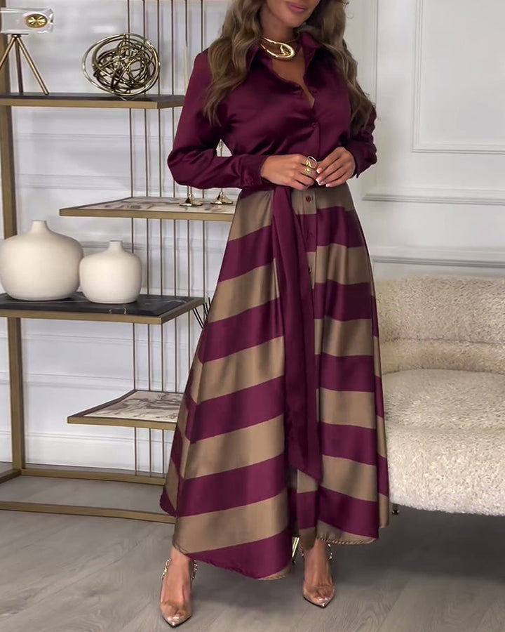 Ariana Striped Elegance Dress - Elena Harper