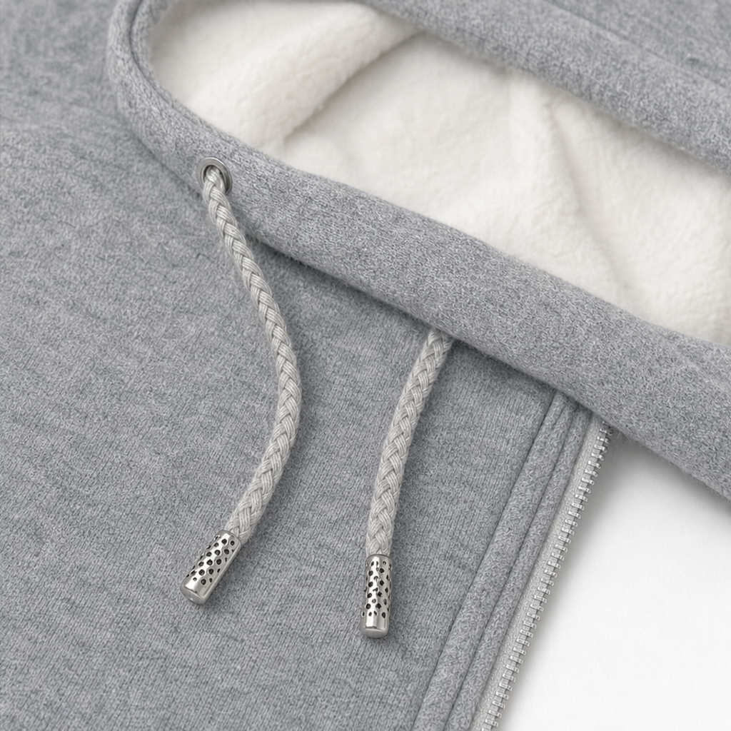 Elena | Long Knit Hoodie with Cable Pattern and Zipper