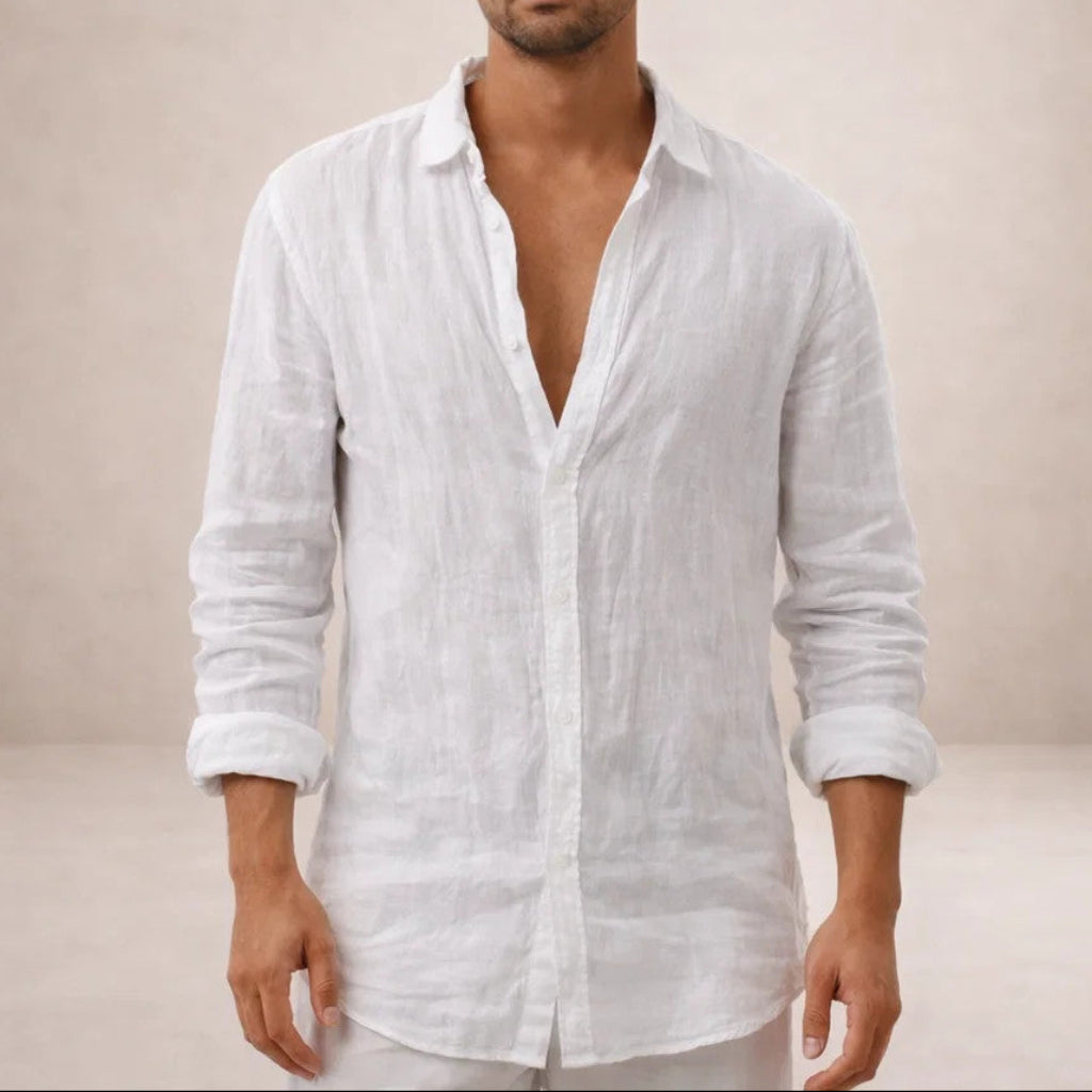 ELENA HARPER™  |  OPEN COLLAR LINEN SHIRT FOR MEN