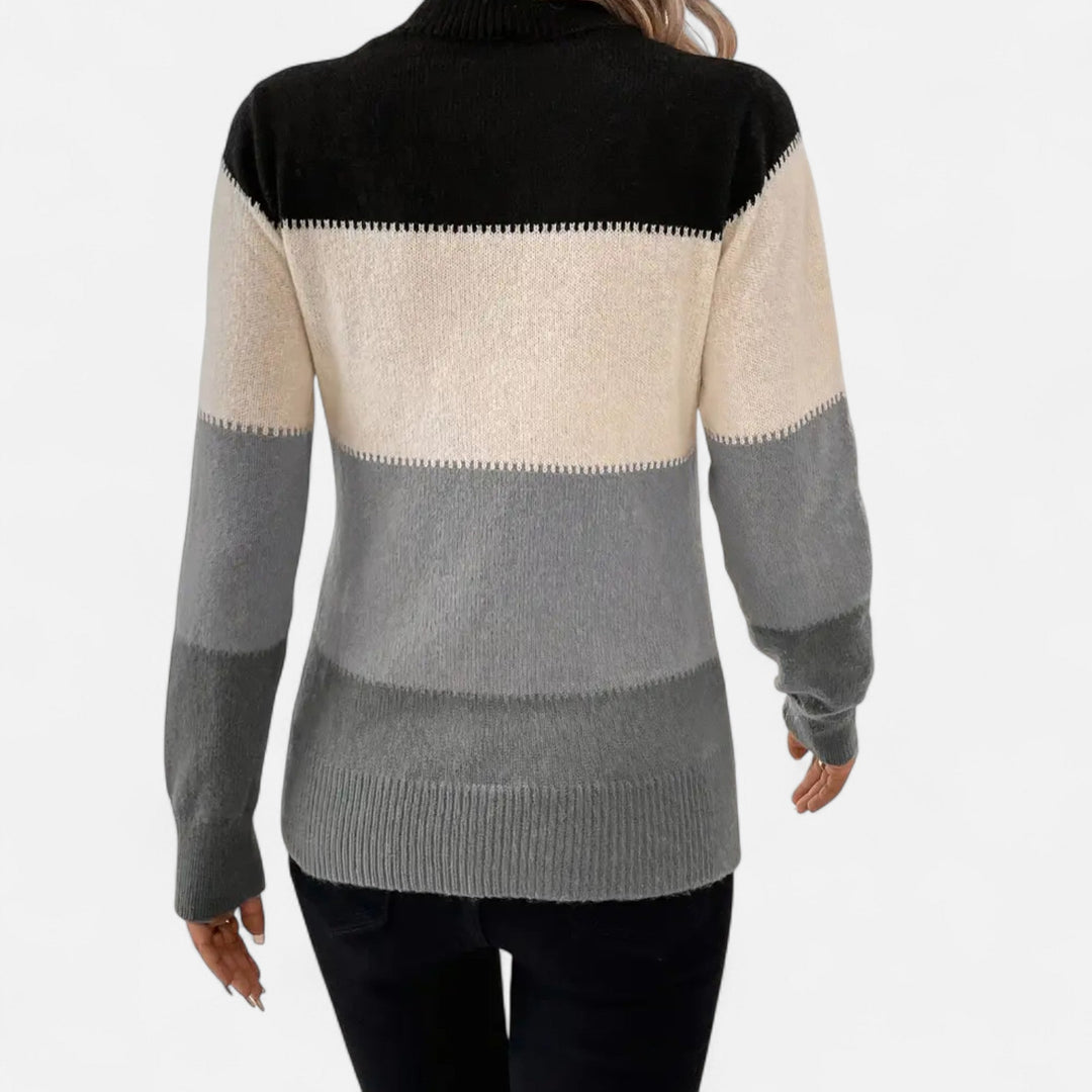Women's Striped Crew Neck Sweater - Effortless Style