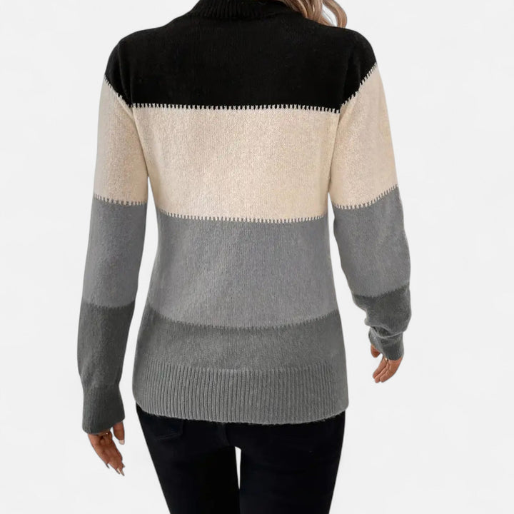 Women's Striped Crew Neck Sweater - Effortless Style