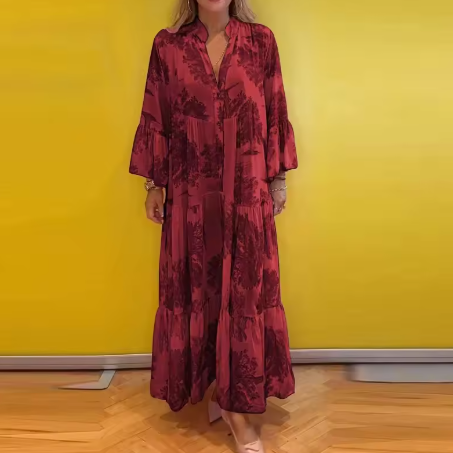 Women's Elegant Floral Midi Wrap Dress All-Over Tree Design, view 3 - Elena Harper