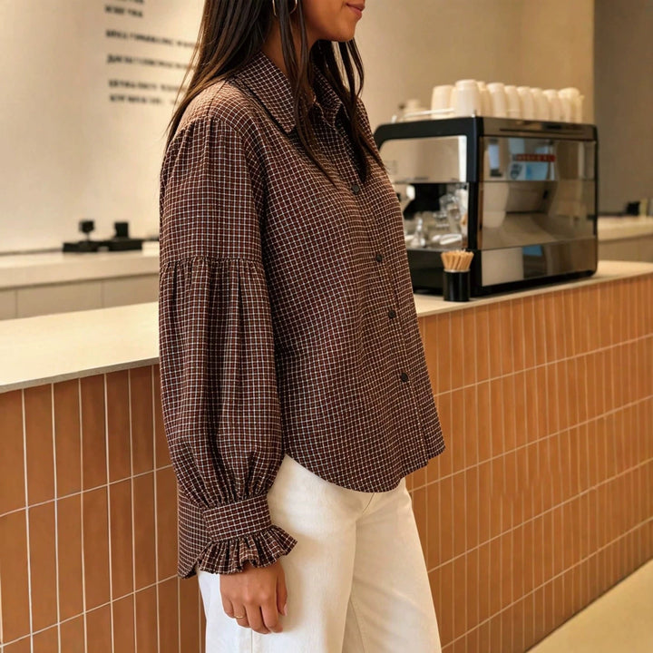 Women's Balloon Sleeve Blouse - Elegant and Flowing
