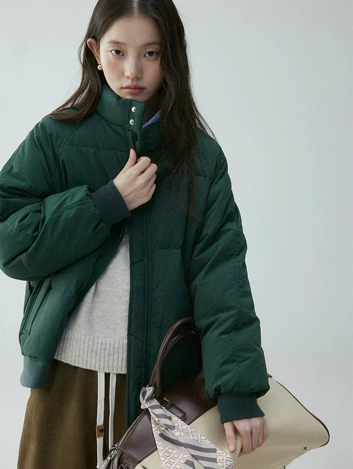 Annora Down Filled Puffer Jacket with High Stand Collar for Women - Elena Harper