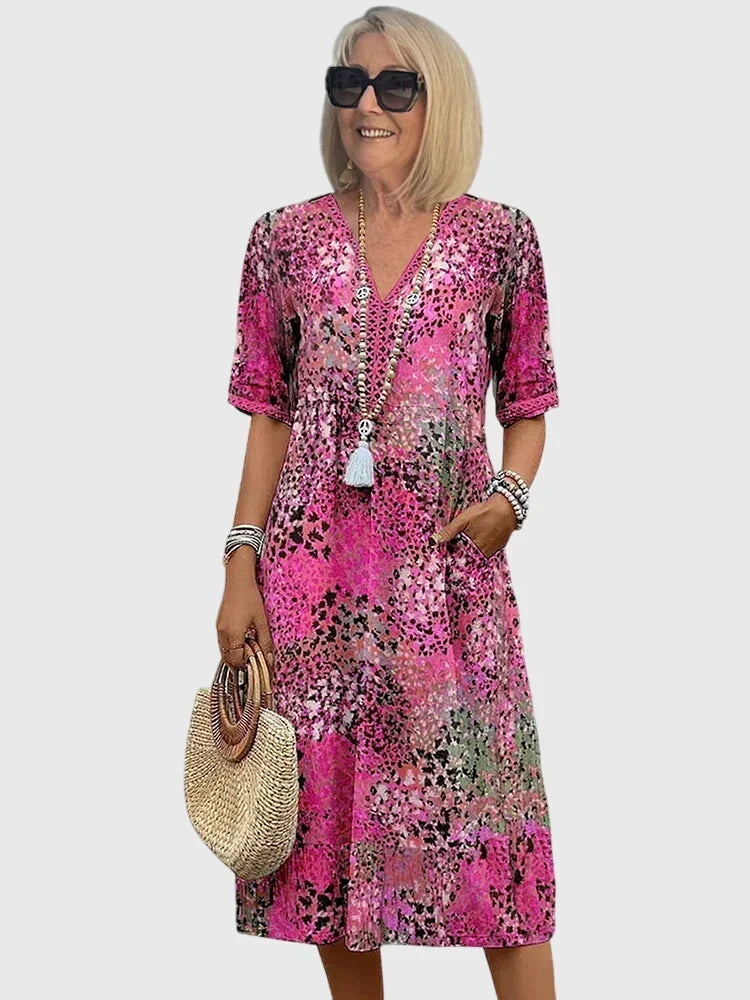 Bella Elegant Floral Midi Dress - Elena Harper