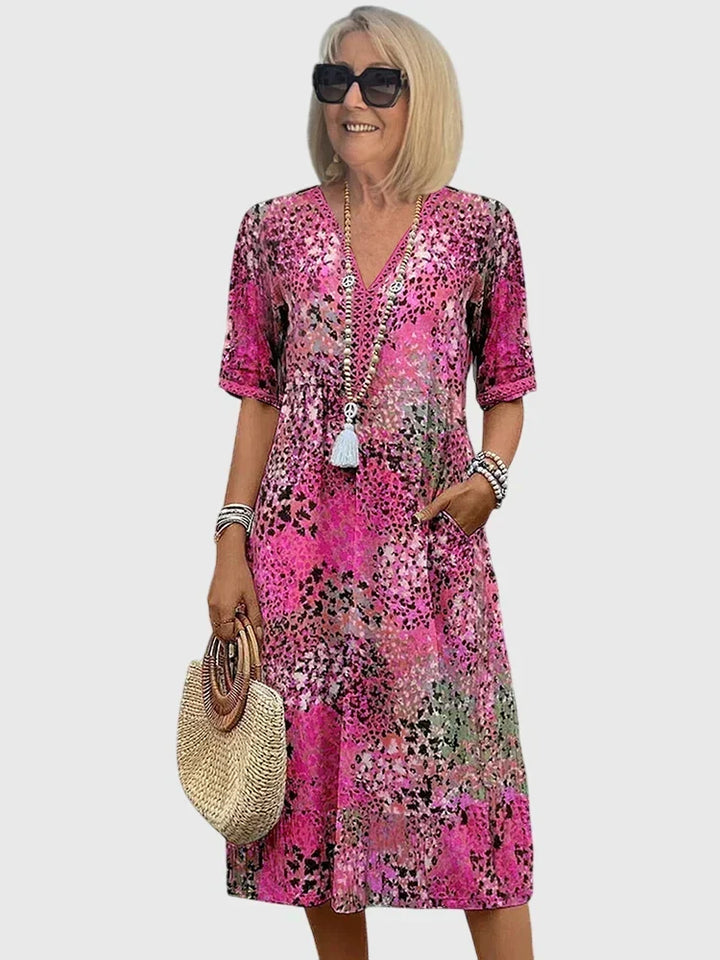Bella Elegant Floral Midi Dress - Elena Harper
