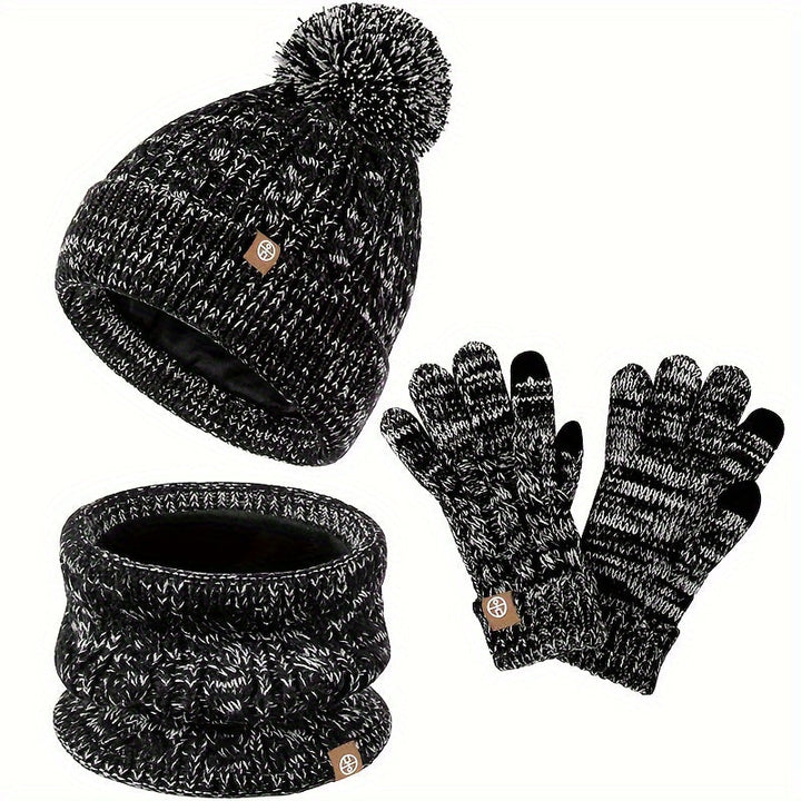 3-piece Winter Set for Women with Hat, Scarf, and Gloves