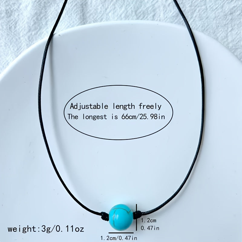 Bohemian Turquoise Stone Bead Adjustable Necklace - Elena Harper